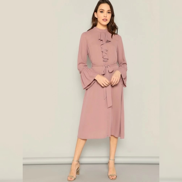 SHEIN Dresses & Skirts - Shein Bell Sleeve Jabot Midi Dress